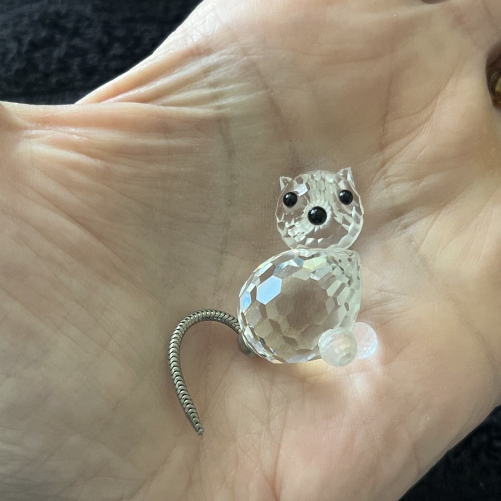 Swarovski Crystal Cat Kitty Charm Figurine Flowing Wire Tail RETIRED - Picture 9 of 11